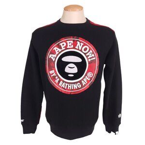 AAPE by A Bathing Ape Embroidered Logo Sweatshirt Size L Mens Red Camo